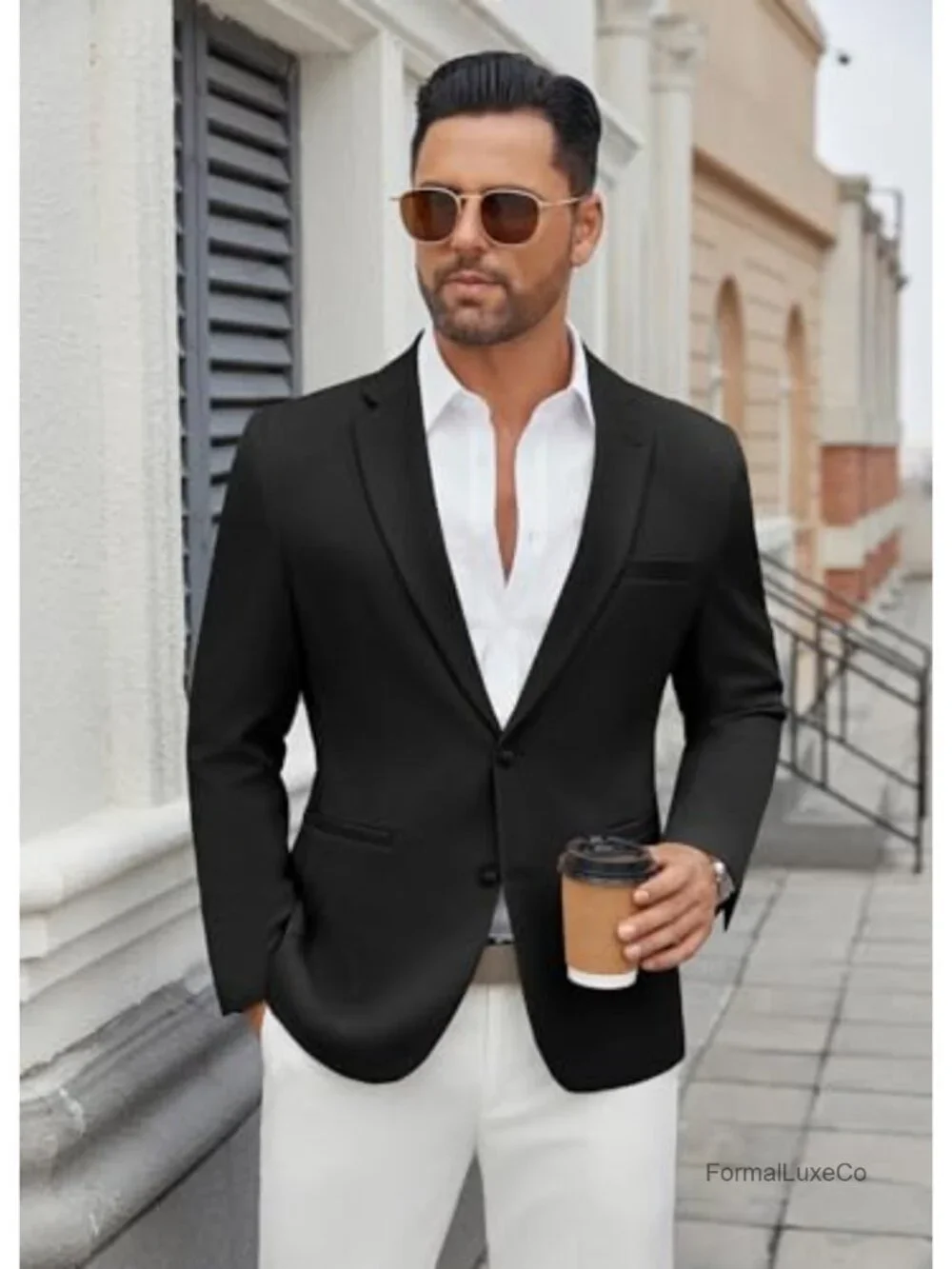 Men's Casual Blazer Regular Fit Lightweight Two Button Suit Jacket